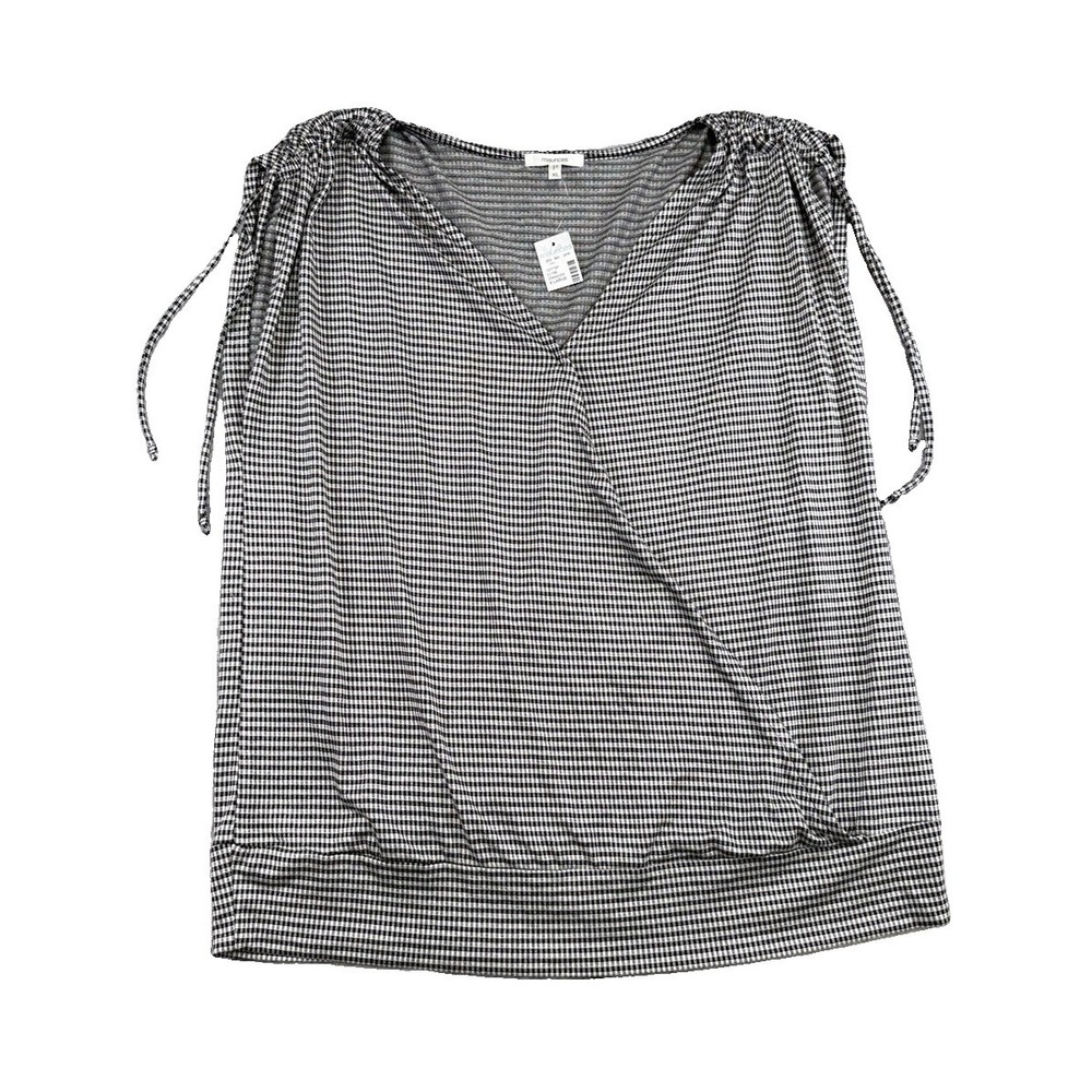 NWT Maurices Faux Wrap Black & White V-Neck Stretch Top XL Preppy Office